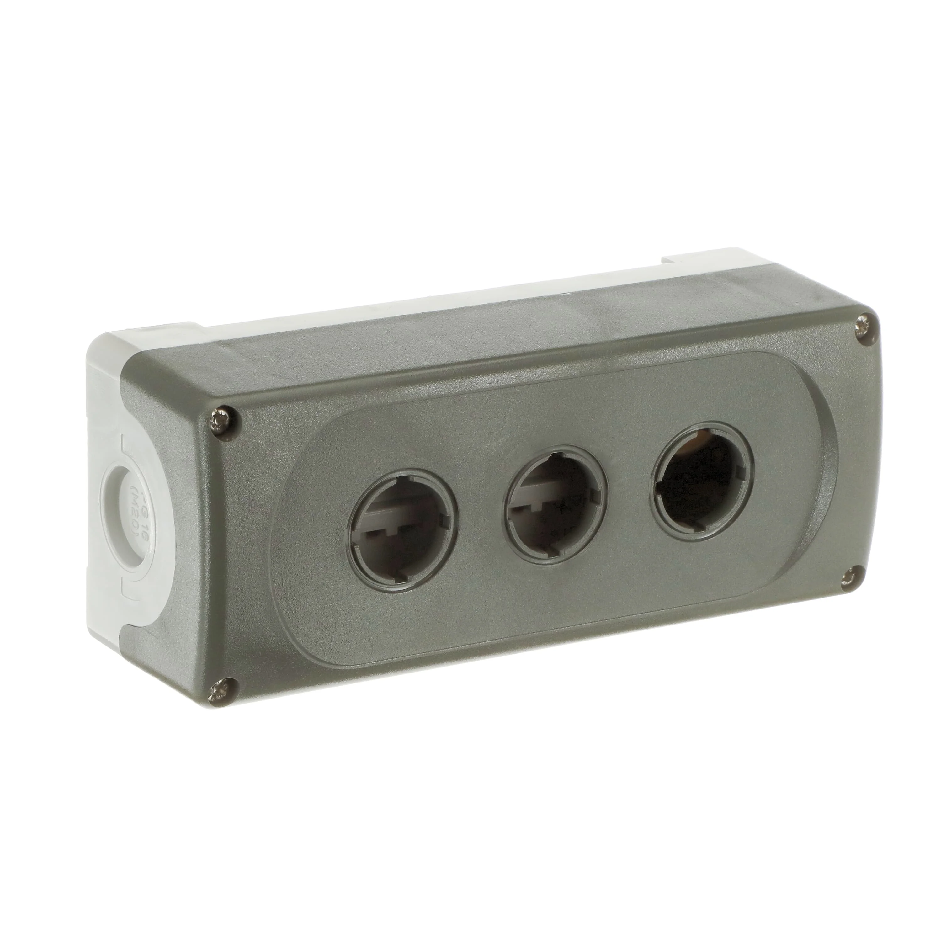 Caja botonera plástica IP66 3 orificios gris MEP3-0
